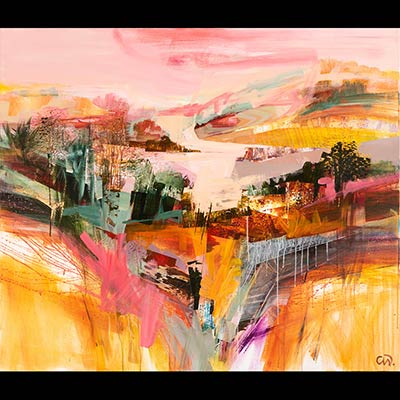 Abstract landscape painting by Celia Wilkinson