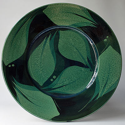 Grey leaf ceramic plate by Jane Cox