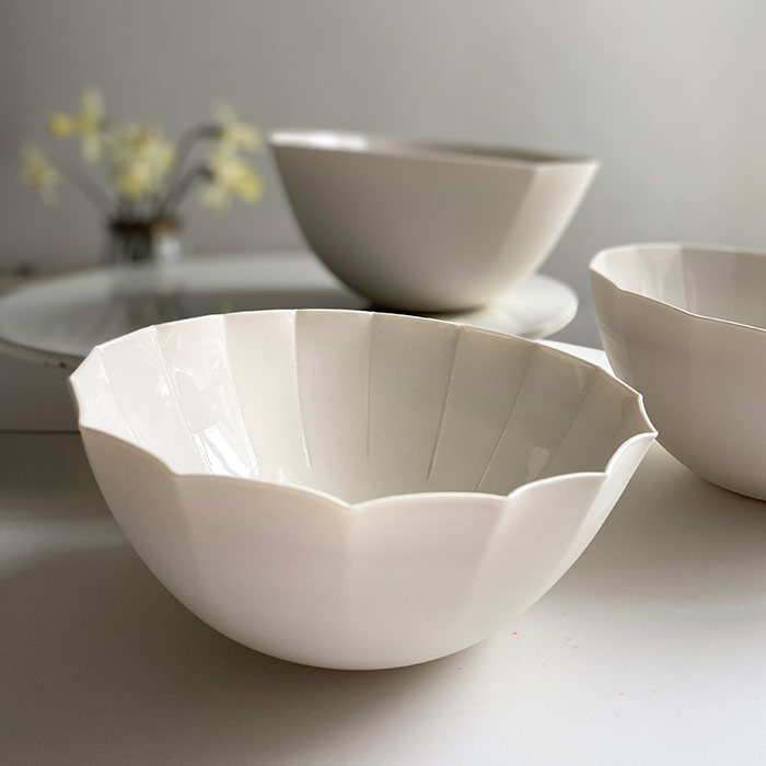 delicate bone china bowls by Sue Paraskeva